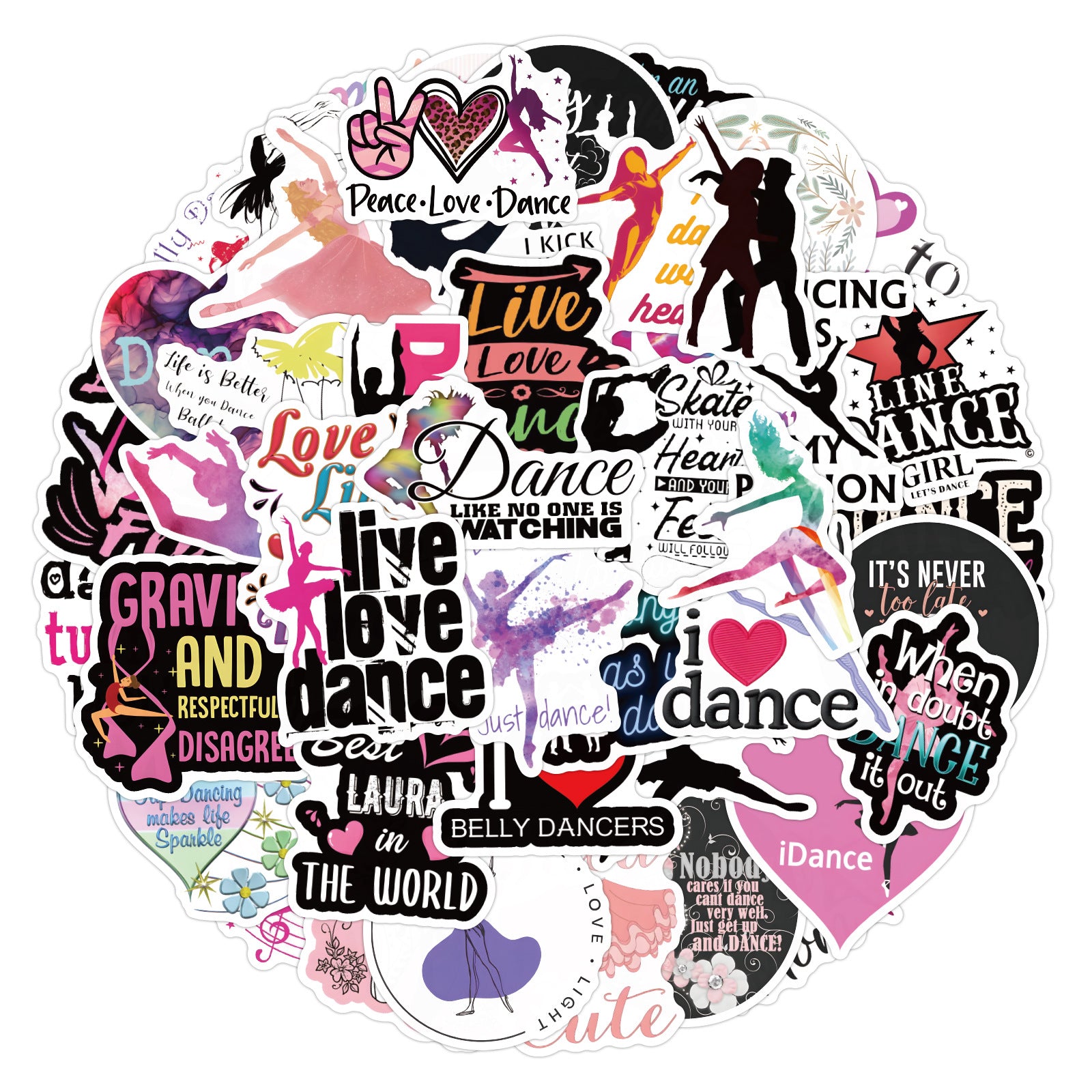 60pcs Dance Graffiti Stickers Car Luggage Scooter Waterproof Sticker