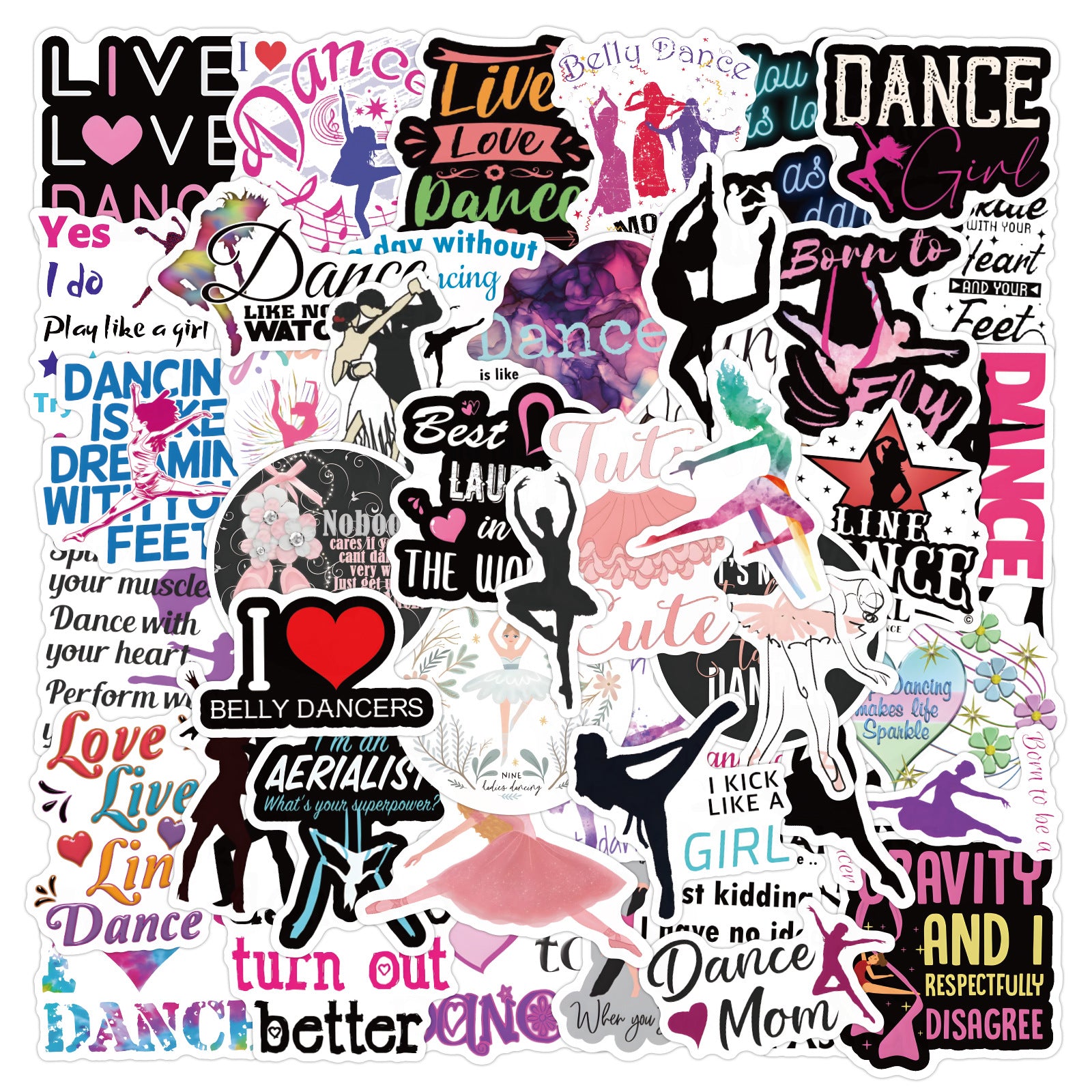 60pcs Dance Graffiti Stickers Car Luggage Scooter Waterproof Sticker