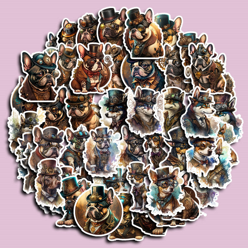 50pcs Steampunk Dog Vinyl Stickers Water Bottle Laptops Phone