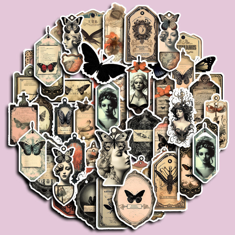 50pcs Steampunk Butterfly Dream Stickers Waterproof Vinyl Stickers