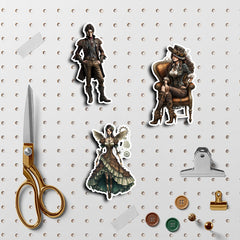 48 Steampunk Characters Vinyl Stickers for Water Bottles Laptops