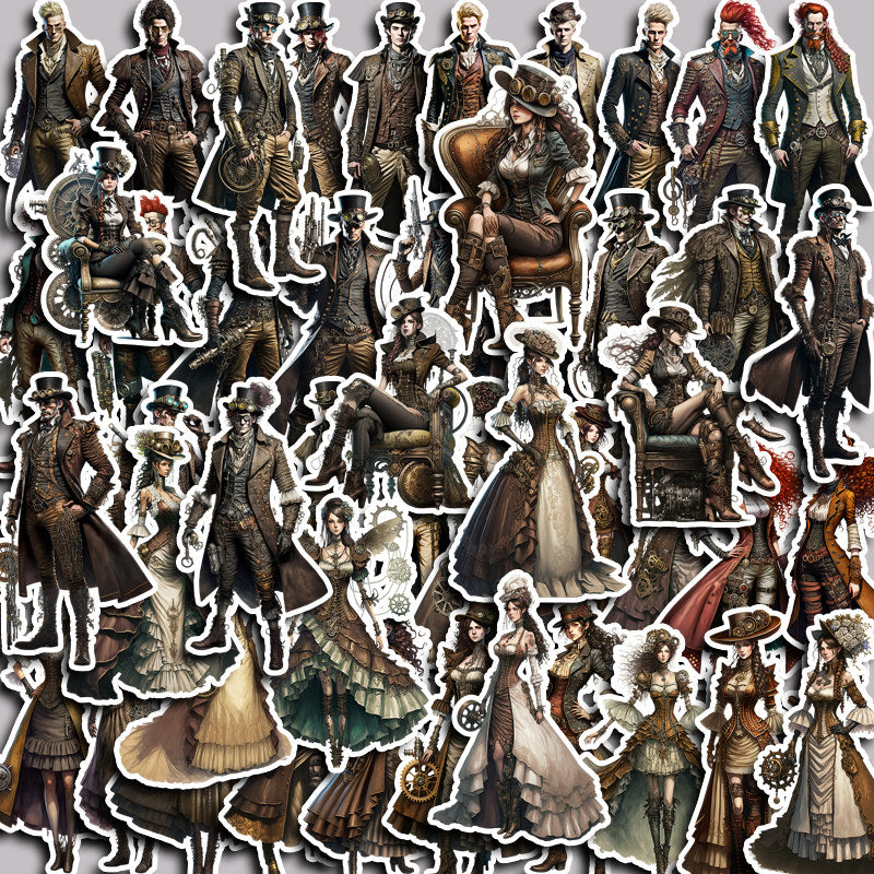 48 Steampunk Characters Vinyl Stickers for Water Bottles Laptops
