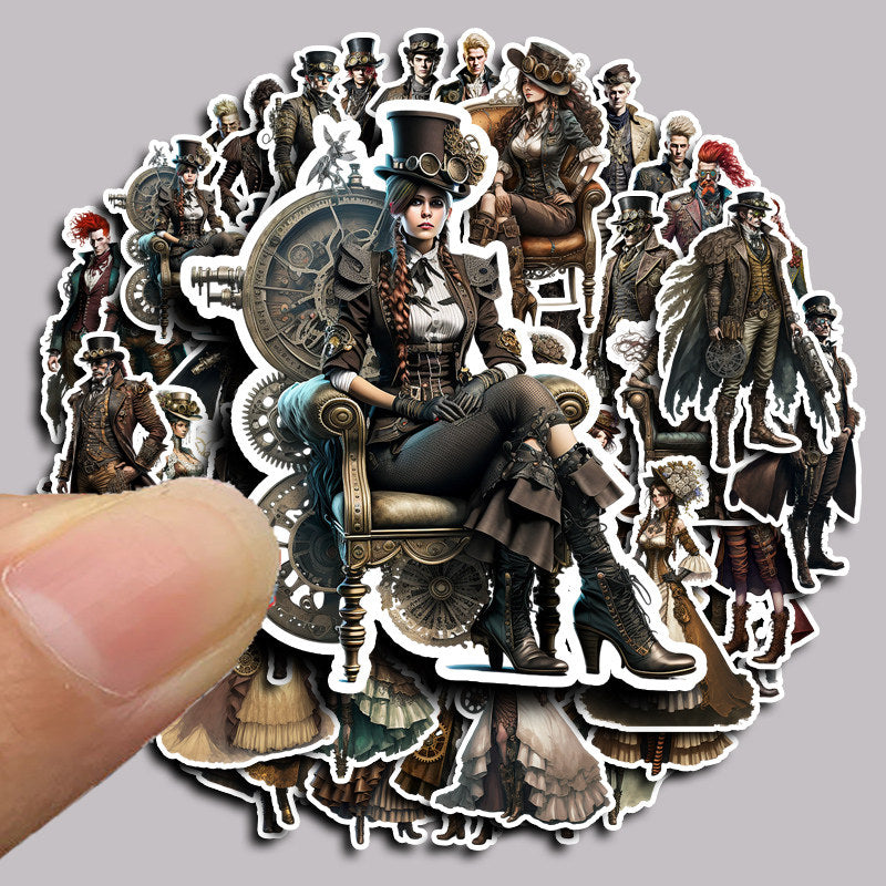 48 Steampunk Characters Vinyl Stickers for Water Bottles Laptops