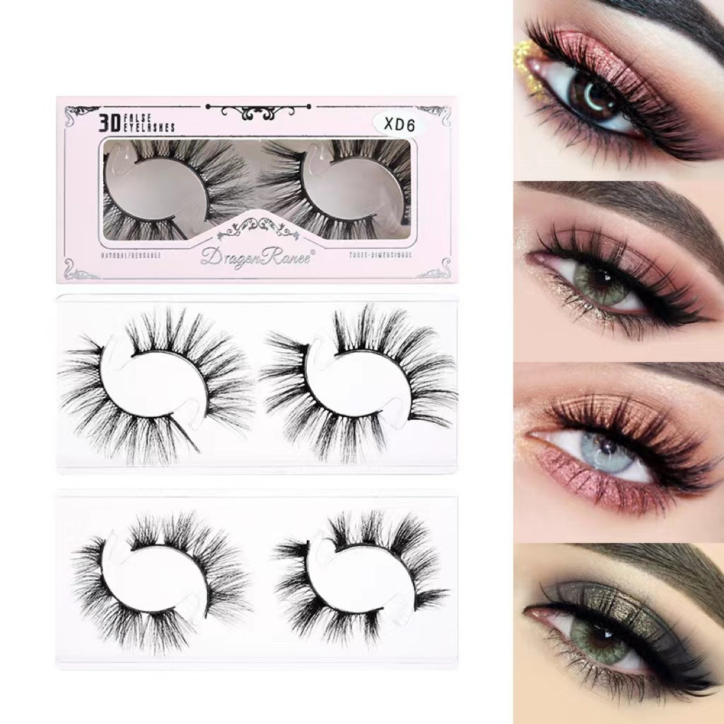 3D False Eyelashes Natural Thick Doll Style 2 Pairs
