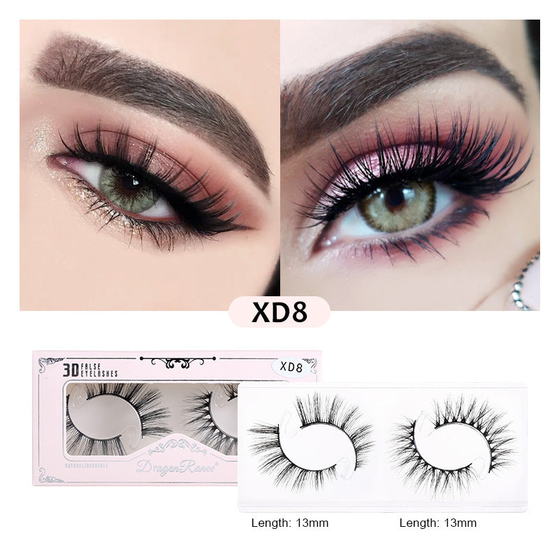 3D False Eyelashes Natural Thick Doll Style 2 Pairs