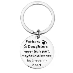 Father Daughter Gift Stainless Steel Keychain Mobile Phone Pendant