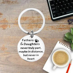 Father Daughter Gift Stainless Steel Keychain Mobile Phone Pendant