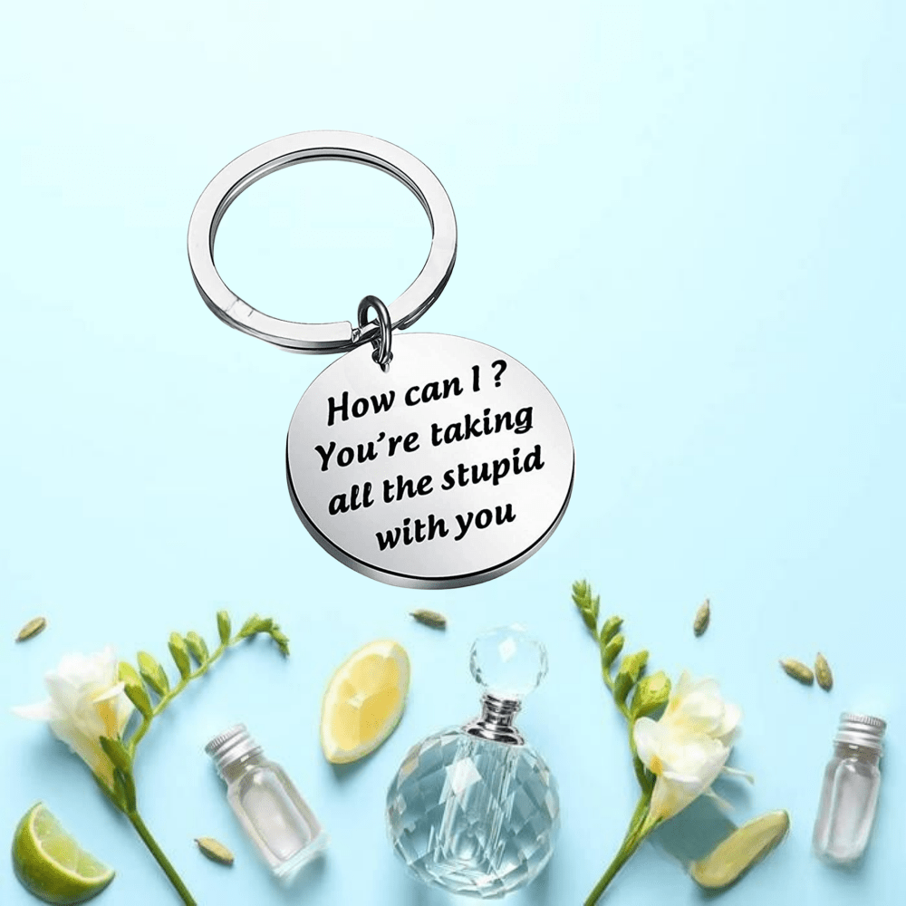 Stupid-Free Zone Letter Pattern Steel Keychain Car Key Pendants