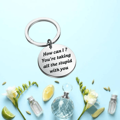 Stupid-Free Zone Letter Pattern Steel Keychain Car Key Pendants