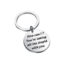 Stupid-Free Zone Letter Pattern Steel Keychain Car Key Pendants