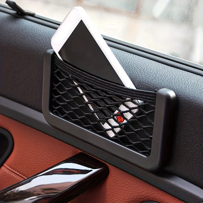 Car Storage Net Pocket Organizer Bag Universal Auto Paste Phone Holder