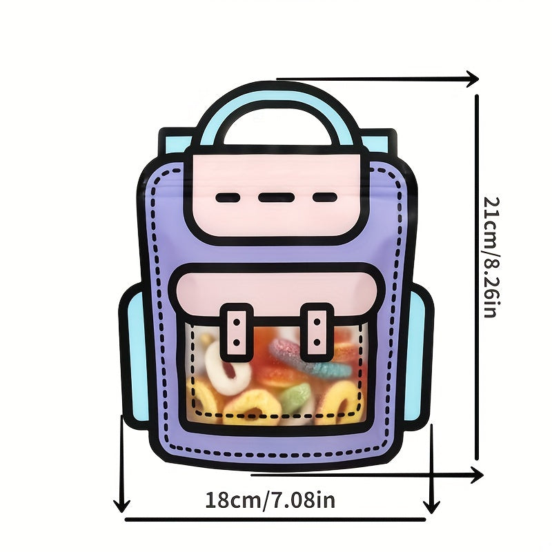 10pcs School Bags Shape Cookie Candy Plastic Zipper Gift Snack Packaging Pouch