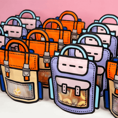 10pcs School Bags Shape Cookie Candy Plastic Zipper Gift Snack Packaging Pouch
