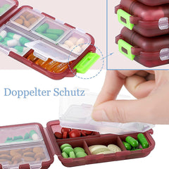 Portable 10 Compartment Pill Box for Traveling