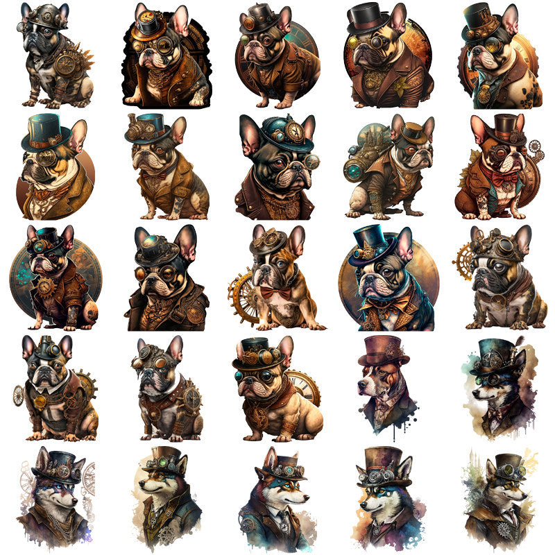 50pcs Steampunk Dog Stickers DIY Scrapbook Arts Crafts Washi Stickers