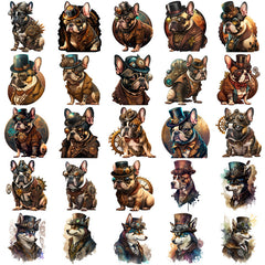 50pcs Steampunk Dog Stickers DIY Scrapbook Arts Crafts Washi Stickers