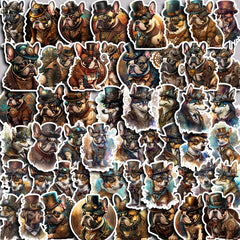 50pcs Steampunk Dog Stickers DIY Scrapbook Arts Crafts Washi Stickers