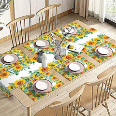 Sunflower Pattern Table Runner Placemats Set Spring Floral Table Decor