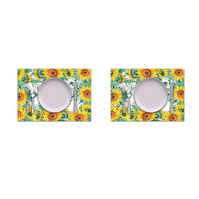Sunflower Pattern Table Runner Placemats Set Spring Floral Table Decor