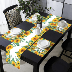 Sunflower Pattern Table Runner Placemats Set Spring Floral Table Decor