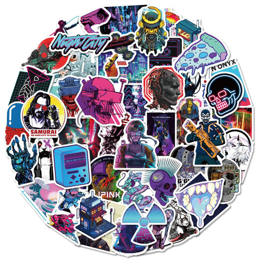 50pcs Cyber Punk Style Stickers for Laptops Mobile Phones Motorcycles Car Decora