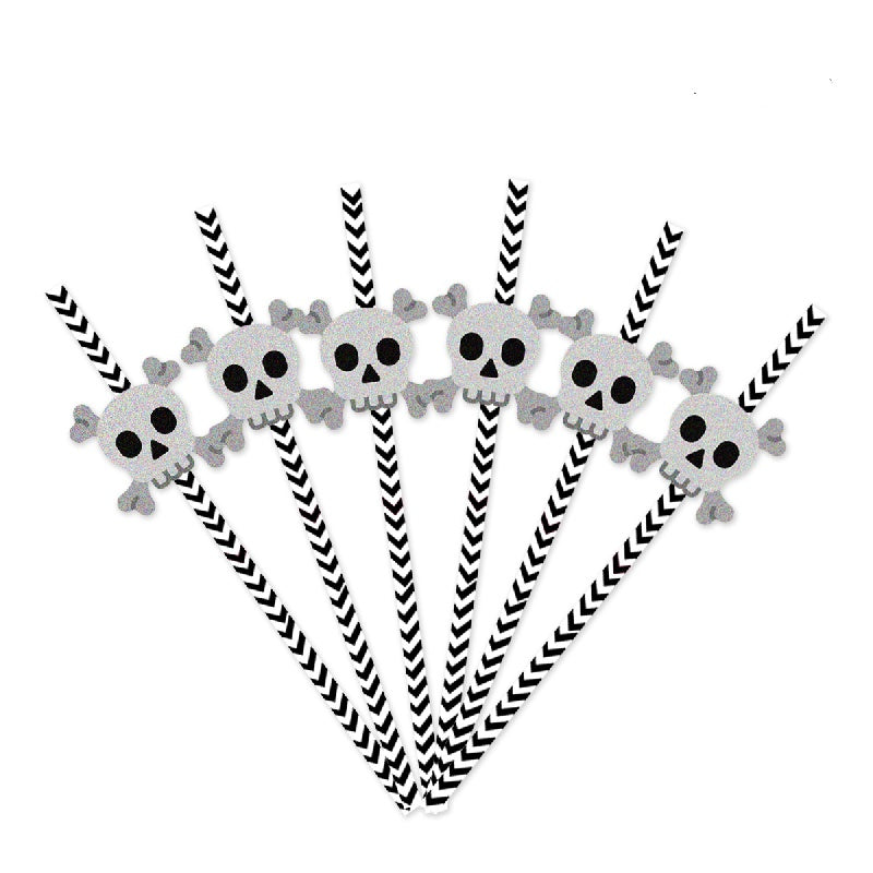 24pcs Halloween Style Decorative Straws with Spider Pumpkin Lantern