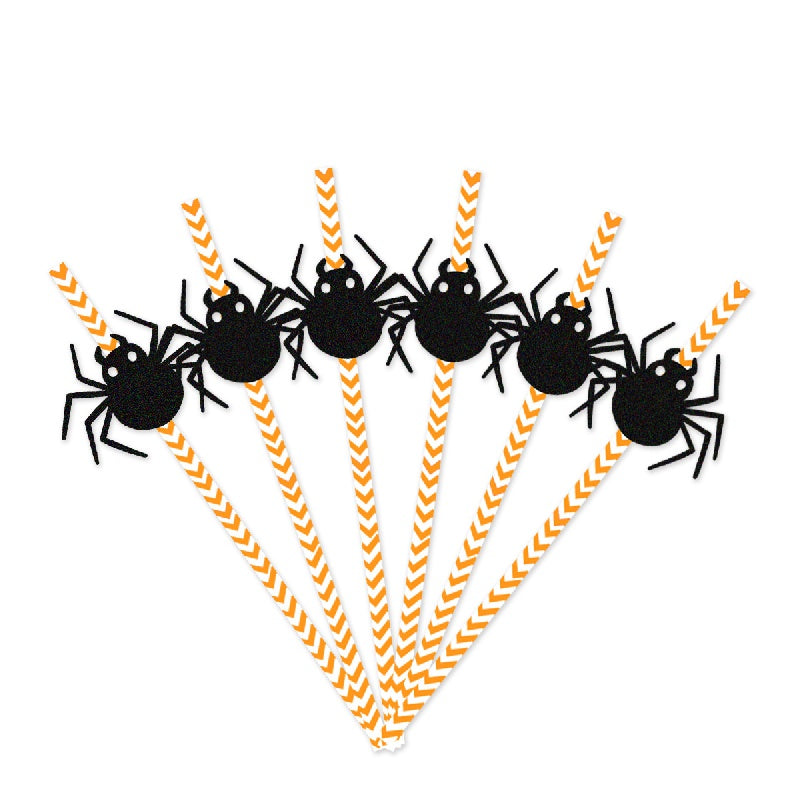 24pcs Halloween Style Decorative Straws with Spider Pumpkin Lantern