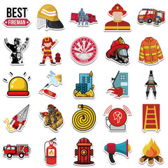 50pcs Firefighter Stickers Adults Bottle Laptop Phone Skateboard Bike