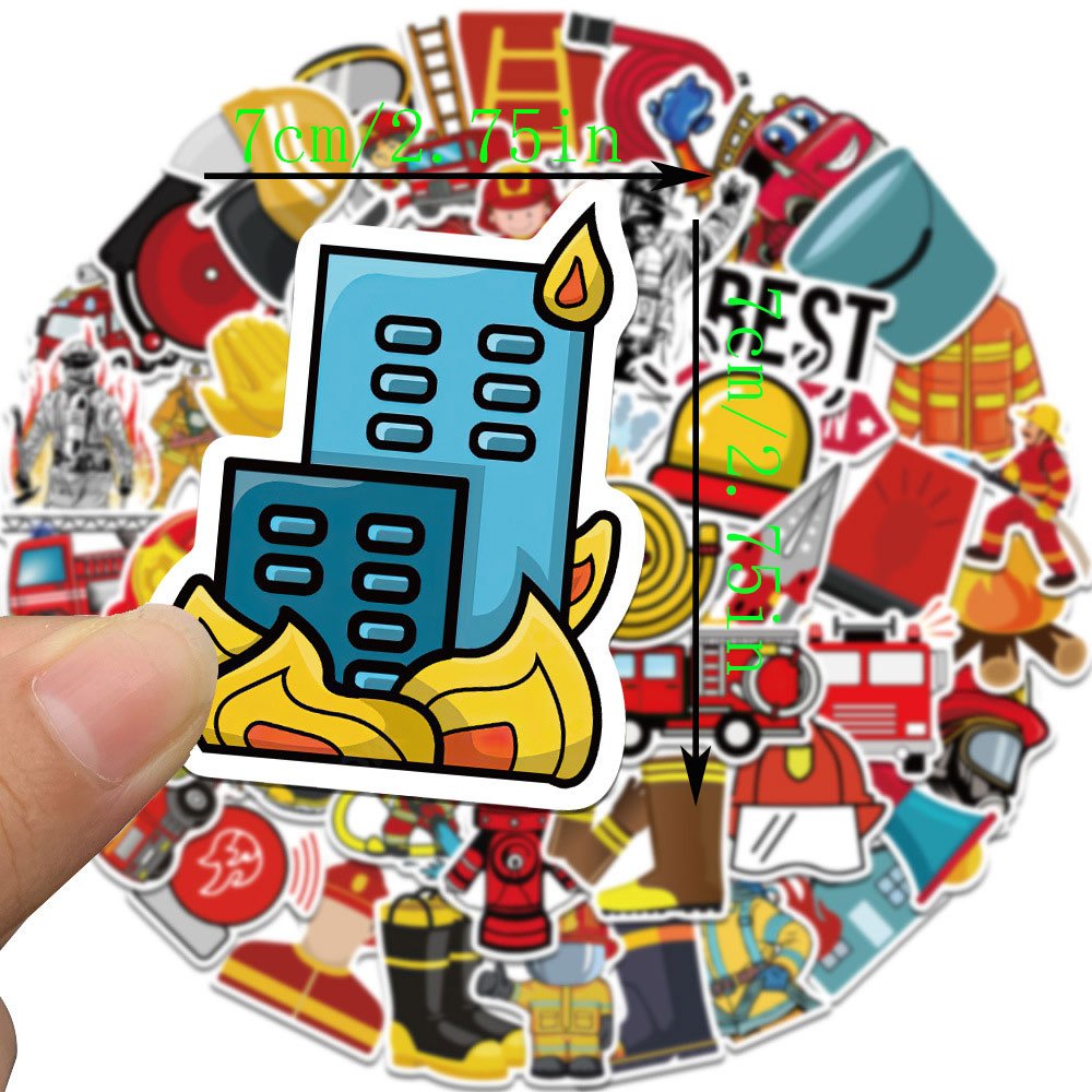 50pcs Firefighter Stickers Adults Bottle Laptop Phone Skateboard Bike