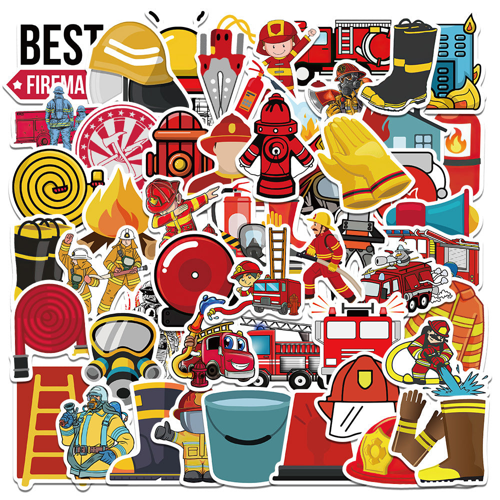50pcs Firefighter Stickers Adults Bottle Laptop Phone Skateboard Bike