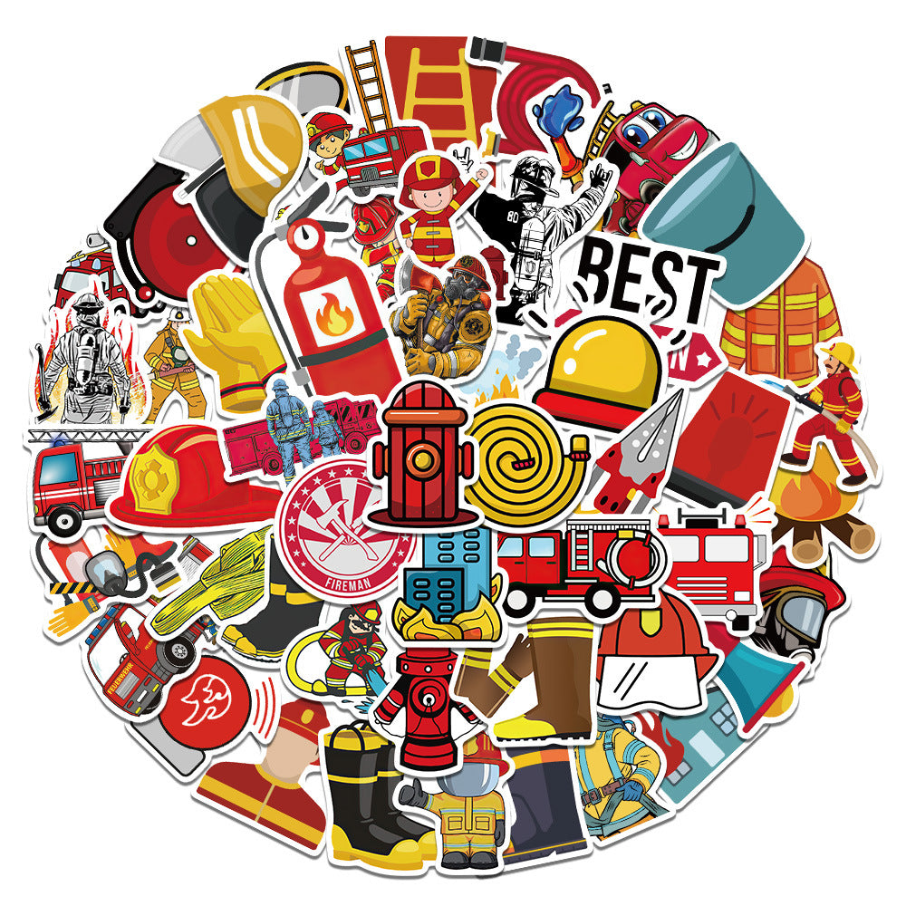 50pcs Firefighter Stickers Adults Bottle Laptop Phone Skateboard Bike