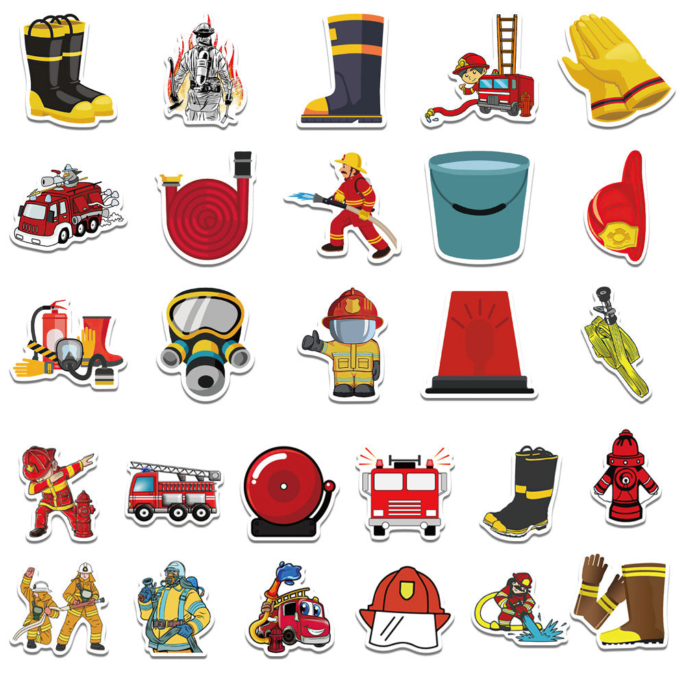 50pcs Firefighter Stickers Adults Bottle Laptop Phone Skateboard Bike