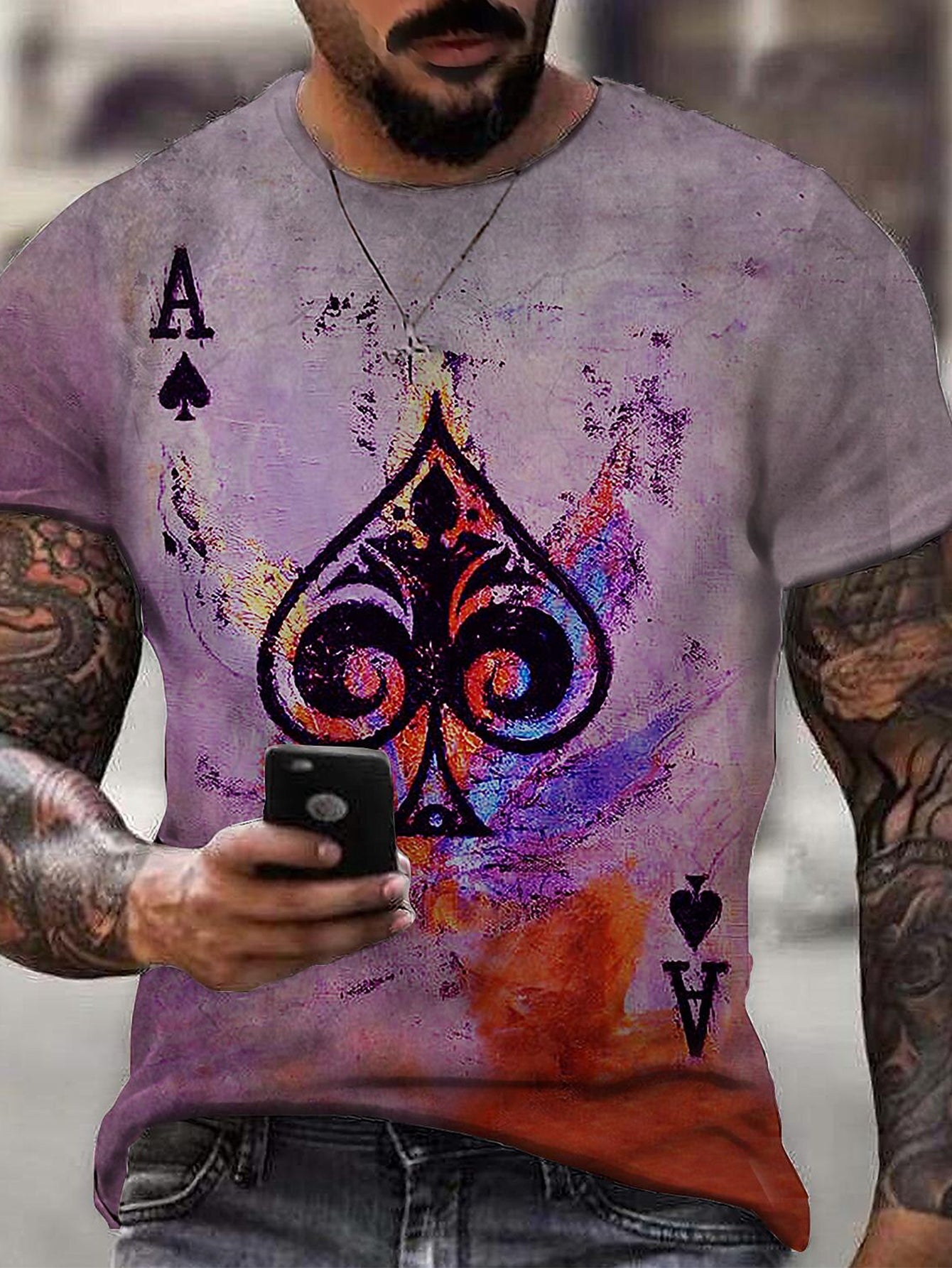 ROOSTER Print Men's Short Sleeve T-shirt Stylish Tees For Summer