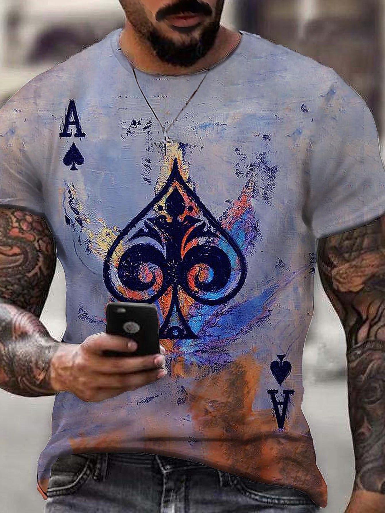 ROOSTER Print Men's Short Sleeve T-shirt Stylish Tees For Summer