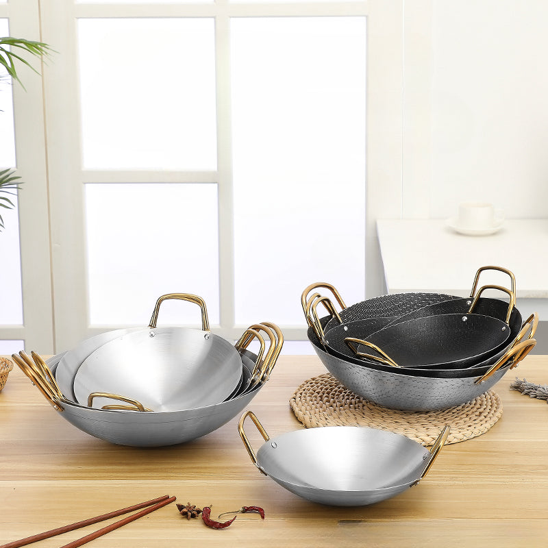 Stainless Steel Wok Double Eared Small Pot for Restaurants and Home