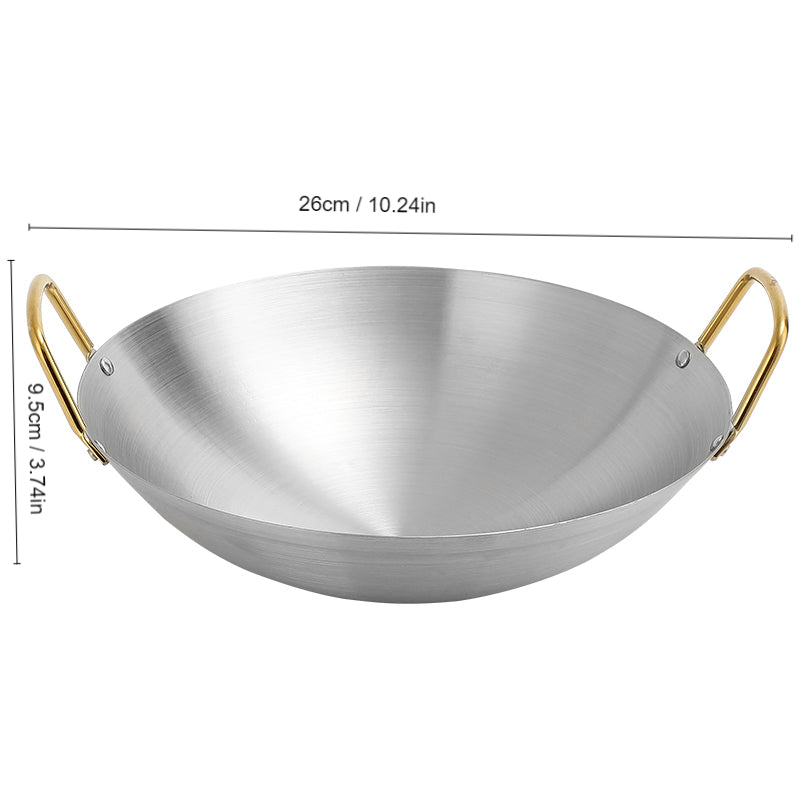 Stainless Steel Wok Pan with 2 Ear Handle