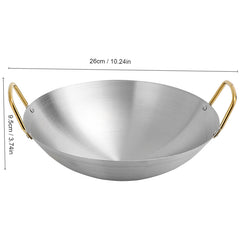 Stainless Steel Wok Pan with 2 Ear Handle
