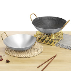 Stainless Steel Wok Pan with 2 Ear Handle