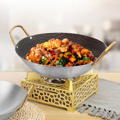 Stainless Steel Wok Pan with 2 Ear Handle