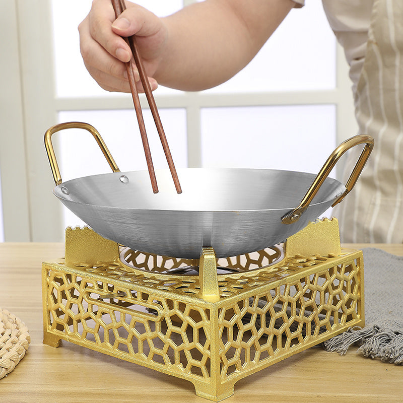 Stainless Steel Wok Pan with 2 Ear Handle