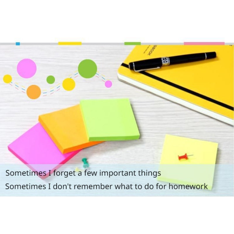 Sticky Notes Bright Colors Self Stick Pads Pack 100 Sheets Pad