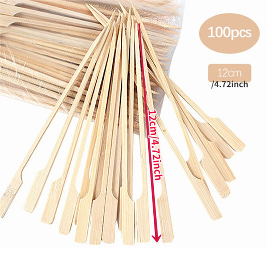 100pcs Disposable Wooden BBQ Skewers Party DIY Kitchen Tools Bamboo Skewers