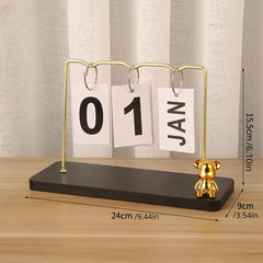 Metal Teddy Bear Shaped Desk Calendar Display for Office