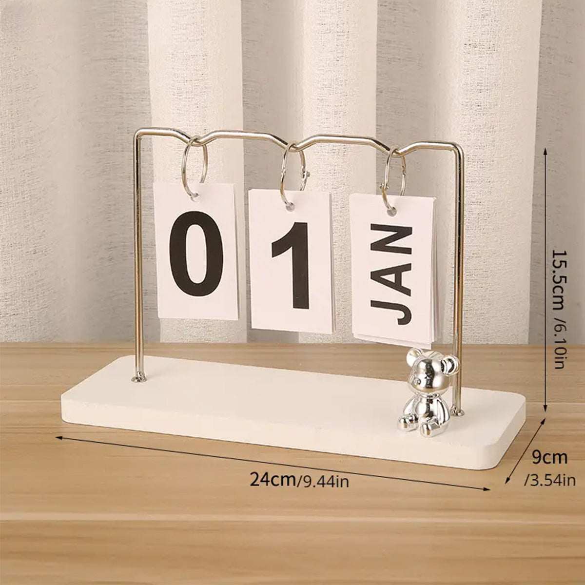 Metal Teddy Bear Shaped Desk Calendar Display for Office