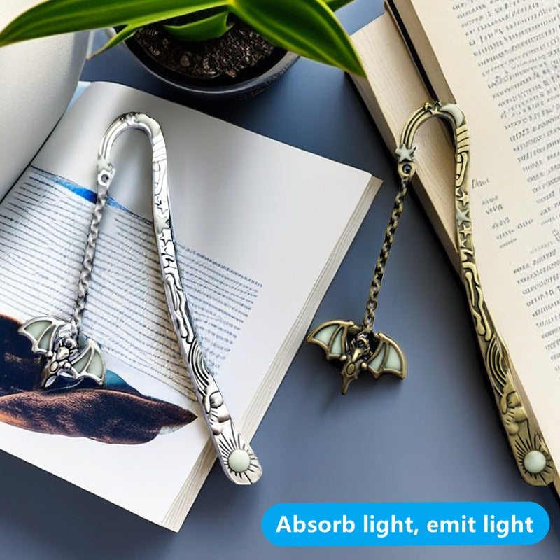 1PC Halloween Bookmark Night Glow Sun Moon Star Bat Metal Bookmark
