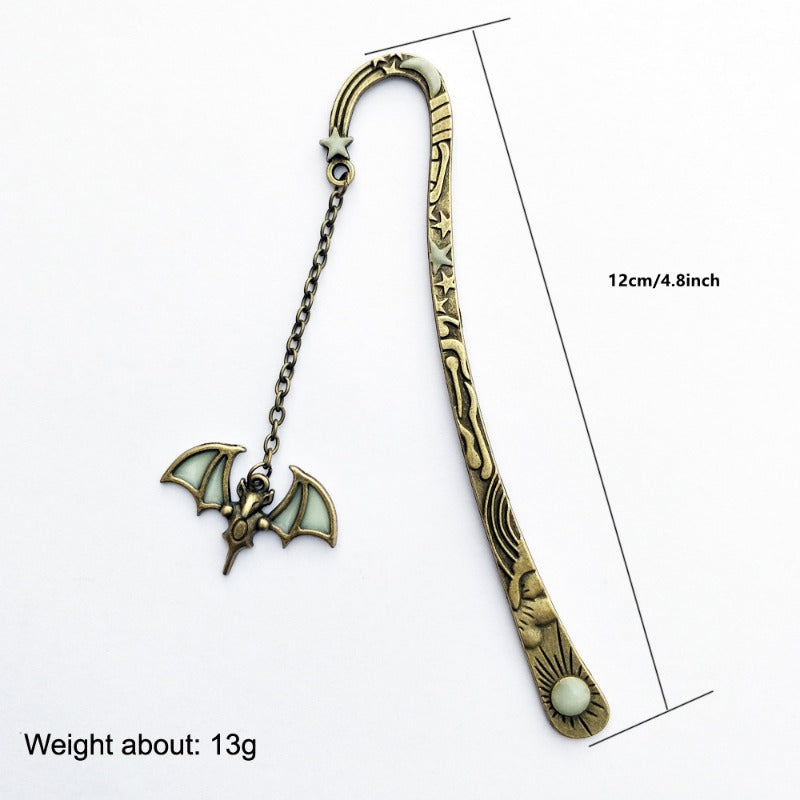 1PC Halloween Bookmark Night Glow Sun Moon Star Bat Metal Bookmark