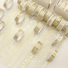 12 Rolls Golden Foil Masking Tape Set - DIY Scrapbooking Stickers Stationery