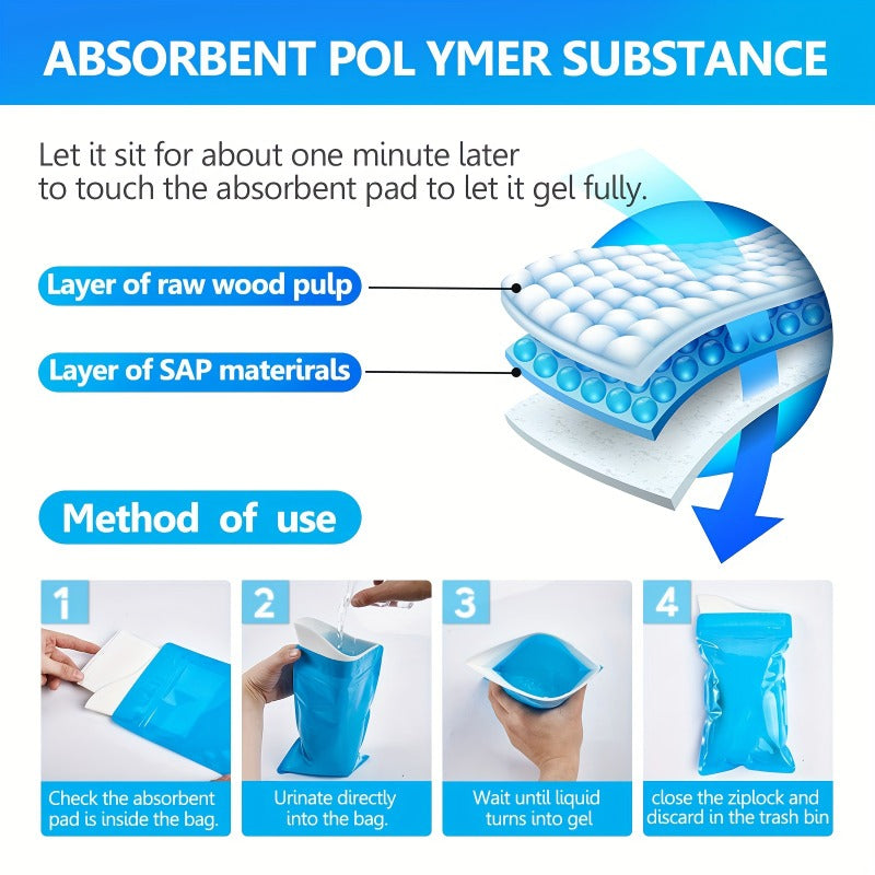 12pcs Disposable Urine Bags for Travel and Camping