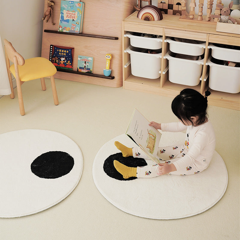 Thickened Cashmere Carpet For Living Room 1300g Funny Cartoon Round Fluffy Rug