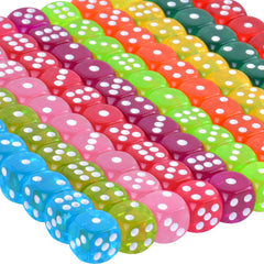 100pcs 6 Sided Game Dice 10 Colors 14mm Round Edges Dice With Velvet Pouch